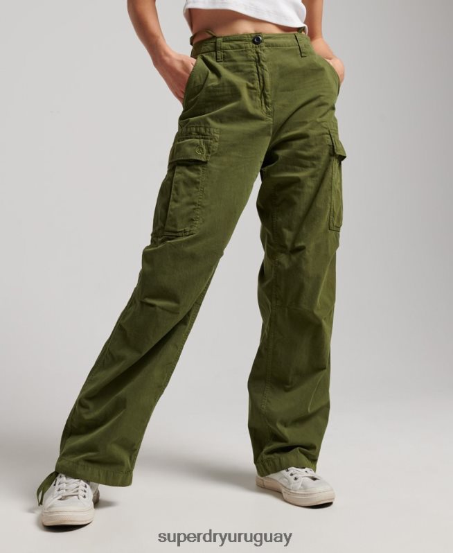 uy Superdry mujer pantalones cargo vintage de tiro bajo verde DT2N8Z2038 ropa