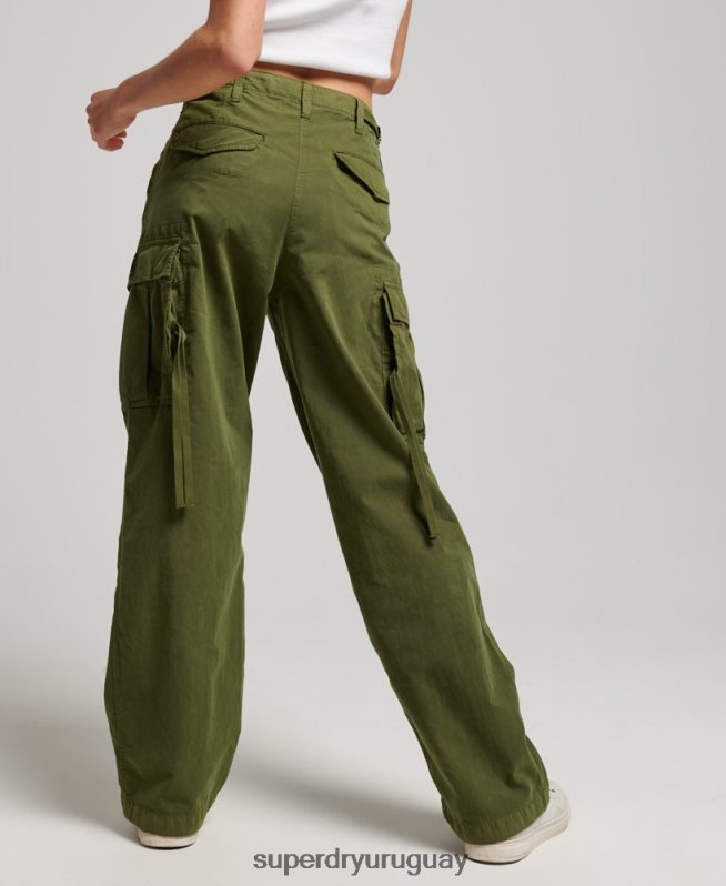 uy Superdry mujer pantalones cargo vintage de tiro bajo verde DT2N8Z2038 ropa