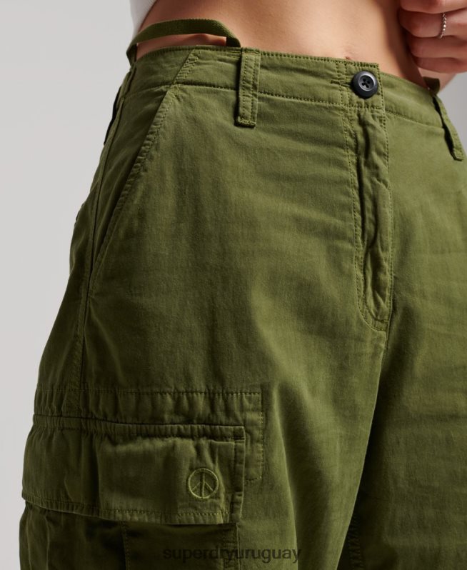 uy Superdry mujer pantalones cargo vintage de tiro bajo verde DT2N8Z2038 ropa