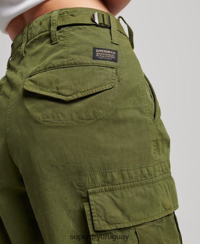 uy Superdry mujer pantalones cargo vintage de tiro bajo verde DT2N8Z2038 ropa