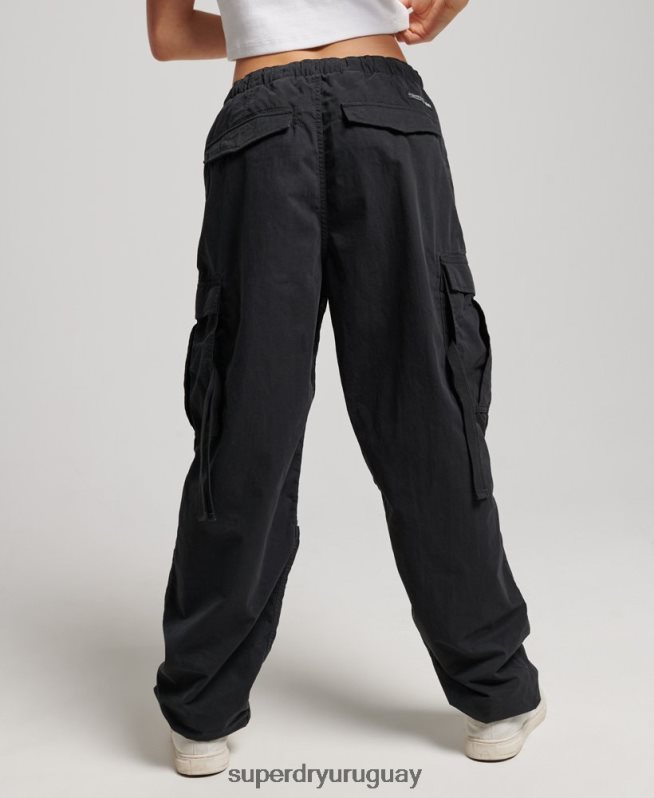 uy Superdry mujer pantalones con agarre de paracaídas negro DT2N8Z2567 ropa