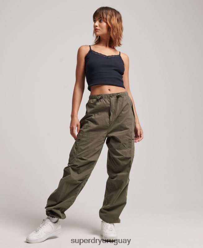 uy Superdry mujer pantalones con agarre de paracaídas verde DT2N8Z2560 ropa