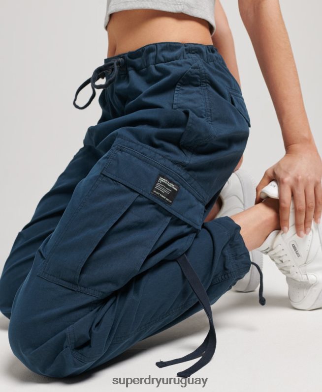 uy Superdry mujer pantalones de algodón orgánico con agarre de paracaídas Armada DT2N8Z2600 ropa