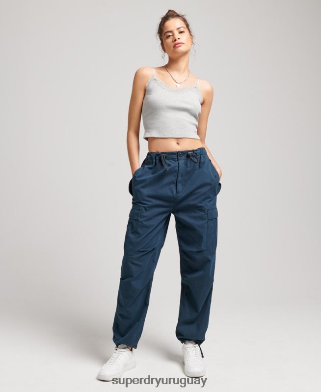 uy Superdry mujer pantalones de algodón orgánico con agarre de paracaídas Armada DT2N8Z2600 ropa