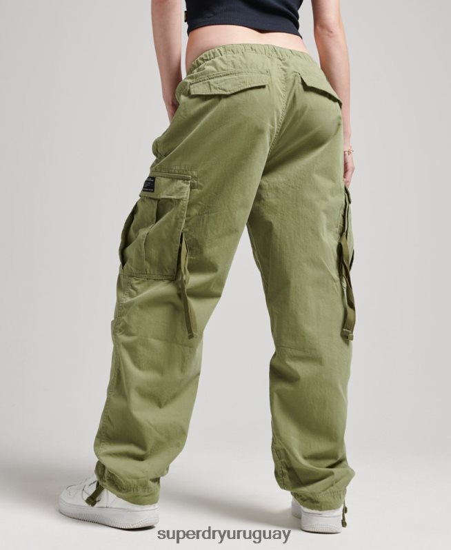 uy Superdry mujer pantalones de algodón orgánico con agarre de paracaídas caqui DT2N8Z2607 ropa