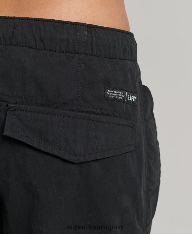 uy Superdry mujer pantalones de algodón orgánico con agarre de paracaídas negro DT2N8Z2604 ropa