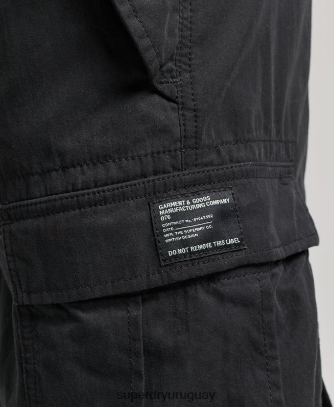 uy Superdry mujer pantalones de algodón orgánico con agarre de paracaídas negro DT2N8Z2608 ropa