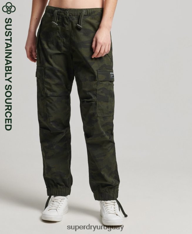 uy Superdry mujer pantalones de algodón orgánico con agarre de paracaídas verde DT2N8Z2584 ropa