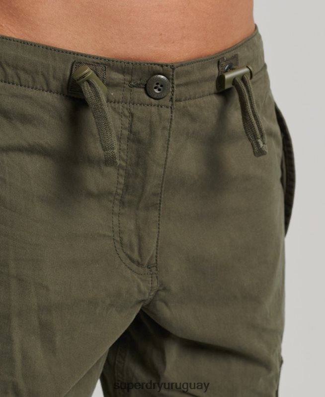 uy Superdry mujer pantalones de algodón orgánico con agarre de paracaídas verde DT2N8Z2603 ropa