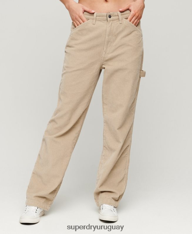 uy Superdry mujer pantalones de carpintero de pana marrón DT2N8Z2565 ropa