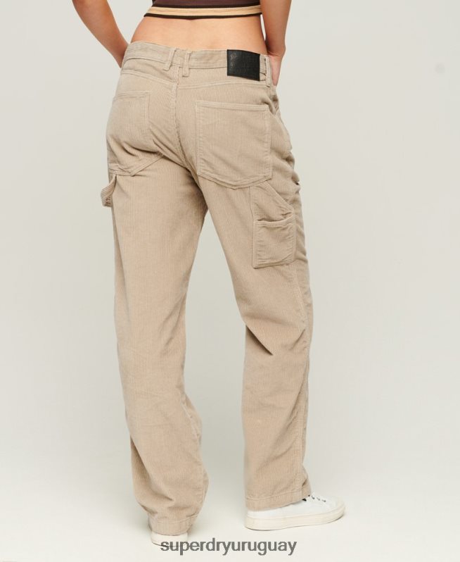uy Superdry mujer pantalones de carpintero de pana marrón DT2N8Z2565 ropa