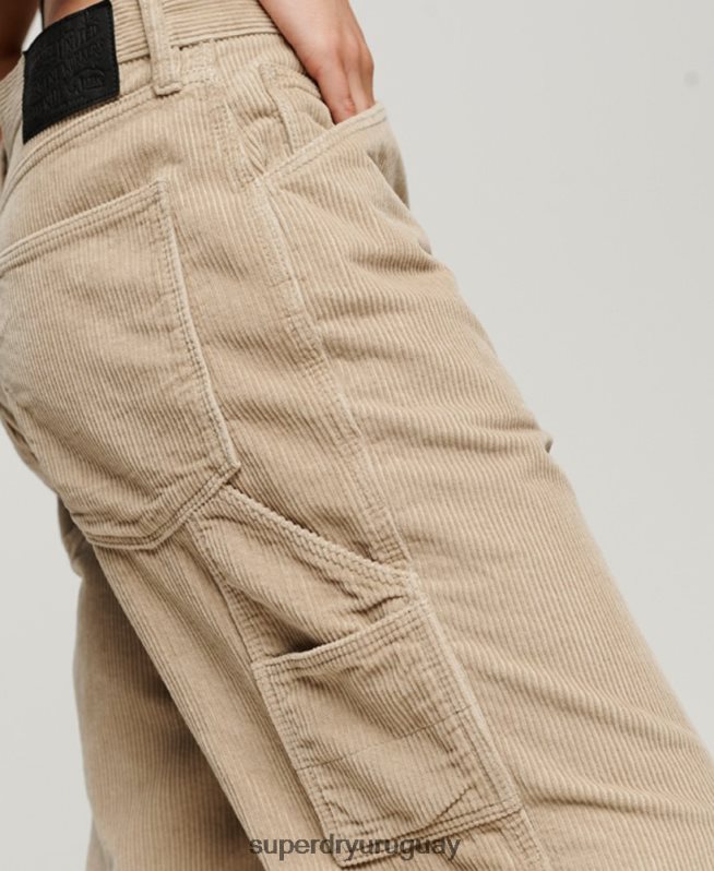 uy Superdry mujer pantalones de carpintero de pana marrón DT2N8Z2565 ropa