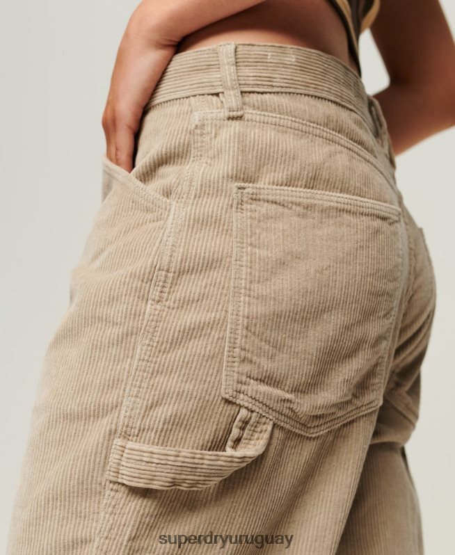 uy Superdry mujer pantalones de carpintero de pana marrón DT2N8Z2565 ropa