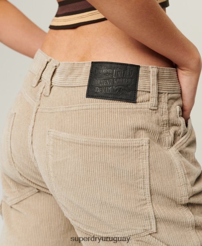 uy Superdry mujer pantalones de carpintero de pana marrón DT2N8Z2565 ropa