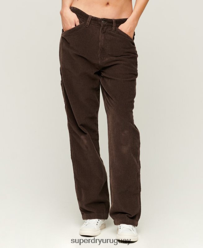 uy Superdry mujer pantalones de carpintero de pana marrón DT2N8Z2568 ropa