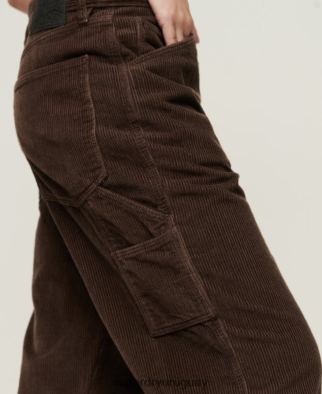 uy Superdry mujer pantalones de carpintero de pana marrón DT2N8Z2568 ropa