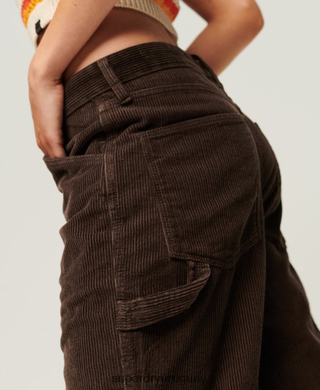 uy Superdry mujer pantalones de carpintero de pana marrón DT2N8Z2568 ropa