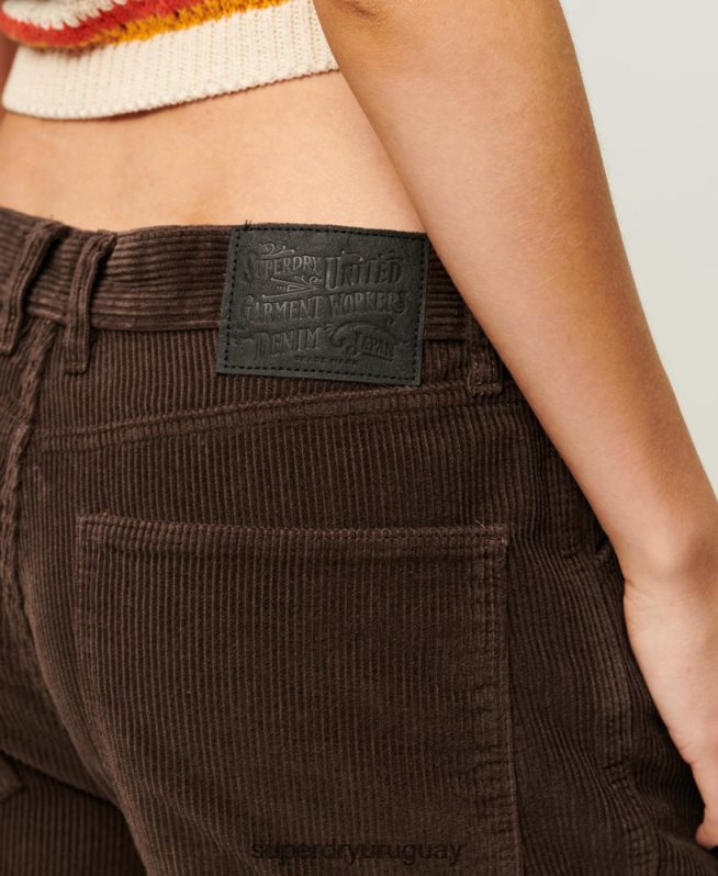 uy Superdry mujer pantalones de carpintero de pana marrón DT2N8Z2568 ropa