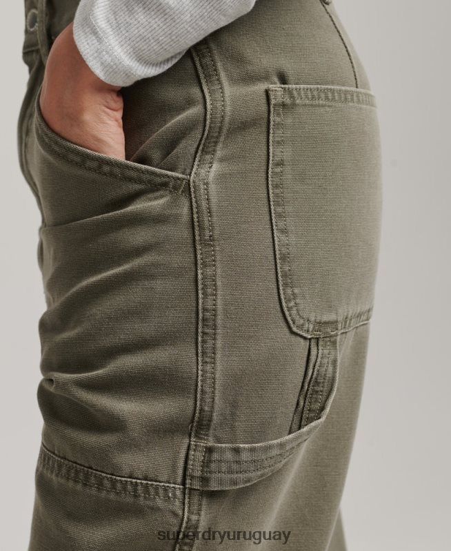 uy Superdry mujer pantalones de carpintero de pierna ancha caqui DT2N8Z2583 ropa