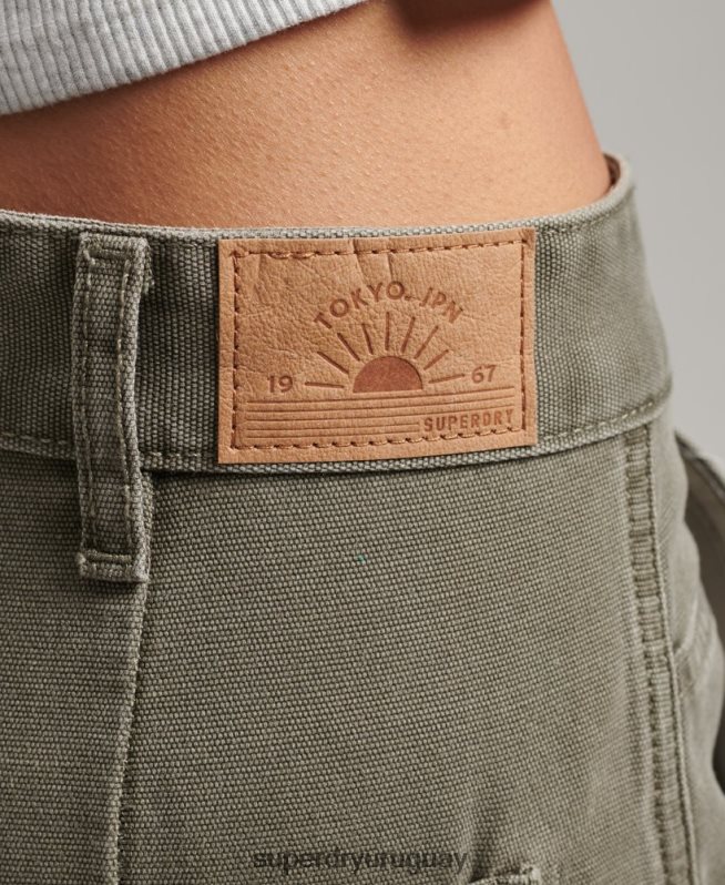 uy Superdry mujer pantalones de carpintero de pierna ancha caqui DT2N8Z2583 ropa