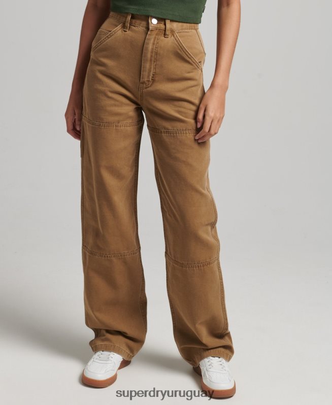 uy Superdry mujer pantalones de carpintero de pierna ancha marrón DT2N8Z2578 ropa