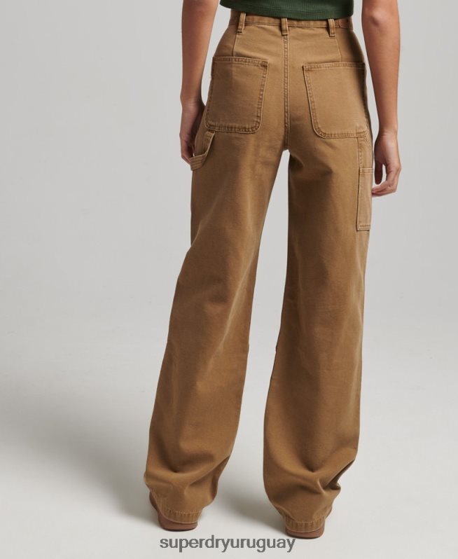 uy Superdry mujer pantalones de carpintero de pierna ancha marrón DT2N8Z2578 ropa