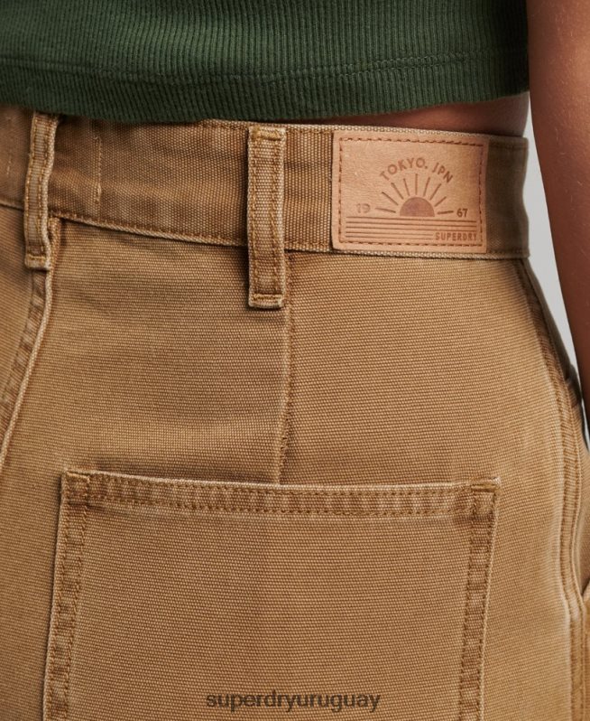 uy Superdry mujer pantalones de carpintero de pierna ancha marrón DT2N8Z2578 ropa