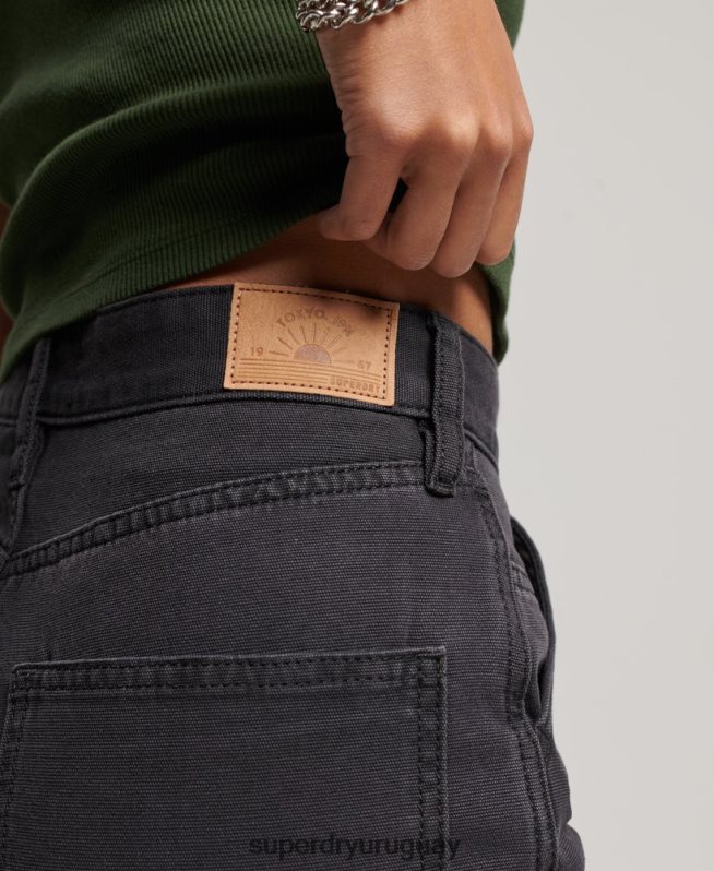 uy Superdry mujer pantalones de carpintero de pierna ancha negro DT2N8Z2559 ropa