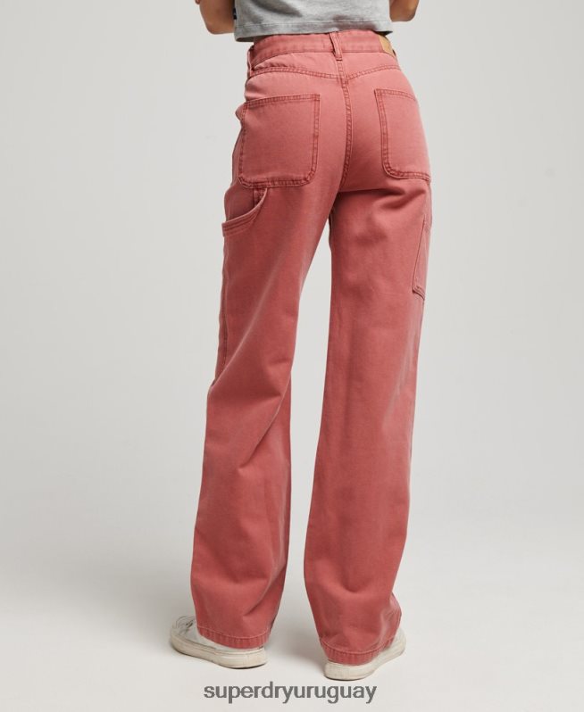 uy Superdry mujer pantalones de carpintero de pierna ancha rojo DT2N8Z2575 ropa