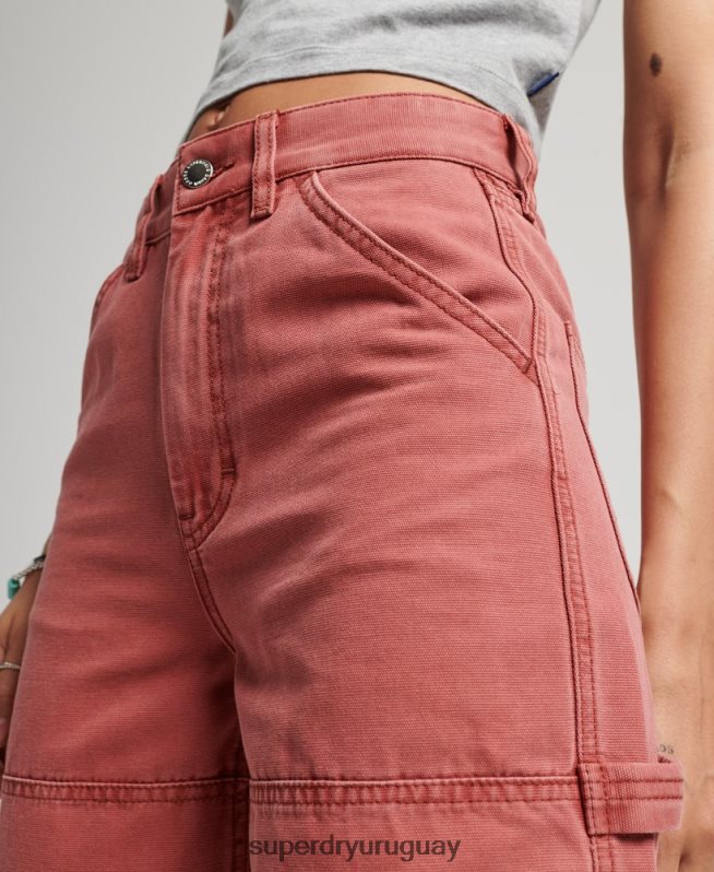 uy Superdry mujer pantalones de carpintero de pierna ancha rojo DT2N8Z2575 ropa