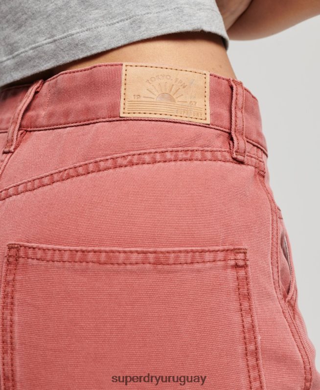 uy Superdry mujer pantalones de carpintero de pierna ancha rojo DT2N8Z2575 ropa