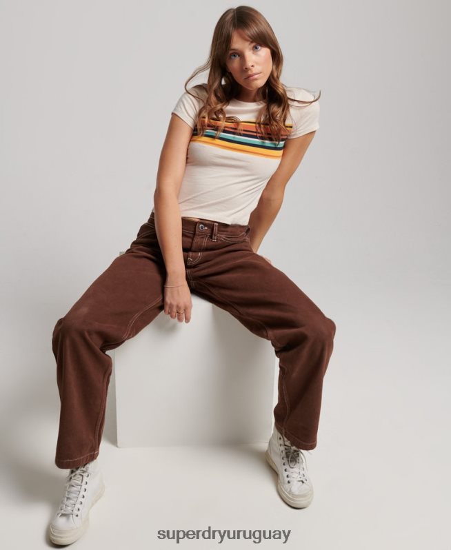 uy Superdry mujer pantalones de carpintero en contraste marrón DT2N8Z2555 ropa
