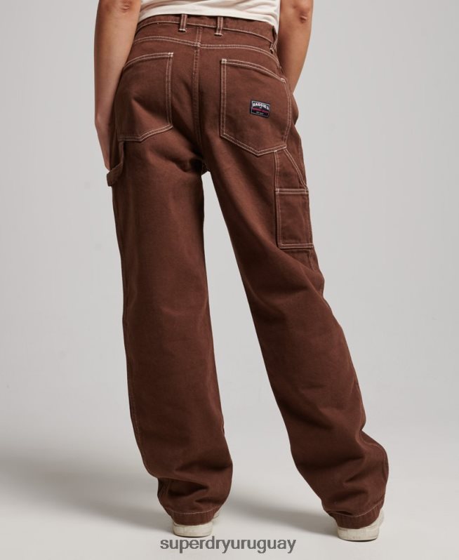 uy Superdry mujer pantalones de carpintero en contraste marrón DT2N8Z2555 ropa