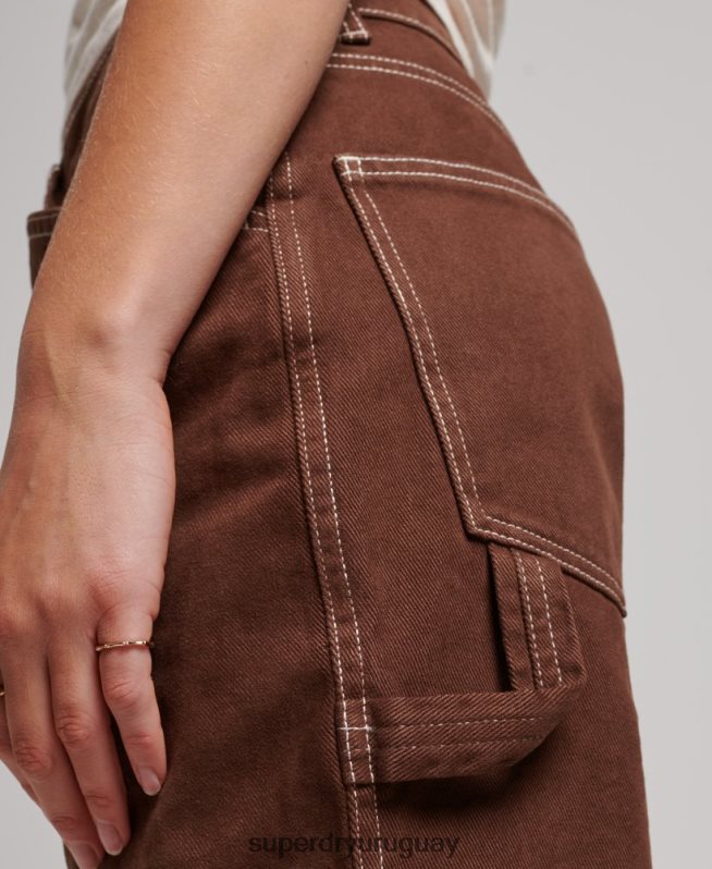 uy Superdry mujer pantalones de carpintero en contraste marrón DT2N8Z2555 ropa