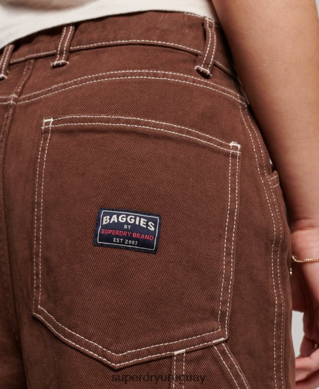 uy Superdry mujer pantalones de carpintero en contraste marrón DT2N8Z2555 ropa