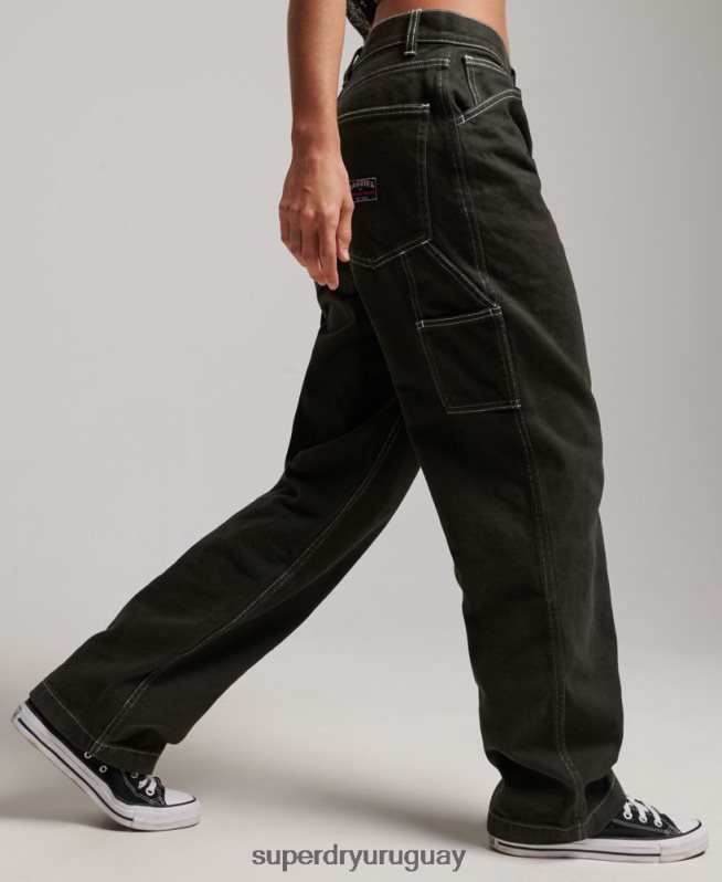 uy Superdry mujer pantalones de carpintero en contraste verde DT2N8Z2558 ropa