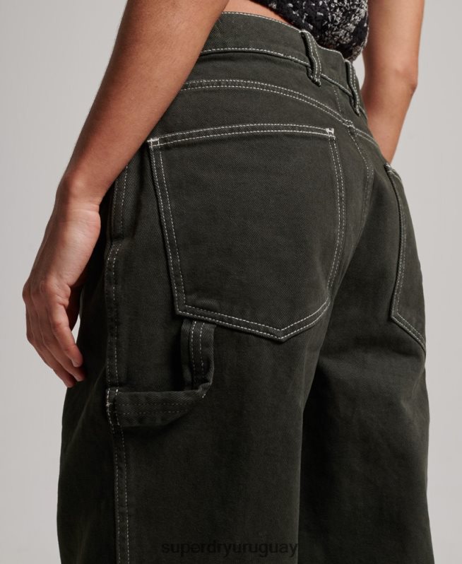 uy Superdry mujer pantalones de carpintero en contraste verde DT2N8Z2558 ropa