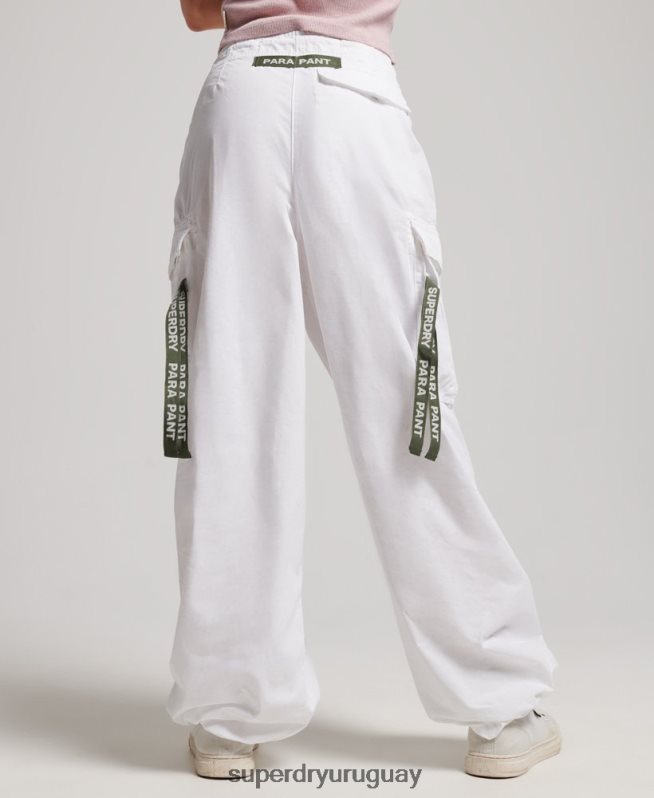 uy Superdry mujer pantalones holgados de paracaídas blanco DT2N8Z1979 ropa