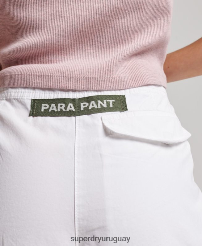 uy Superdry mujer pantalones holgados de paracaídas blanco DT2N8Z1979 ropa