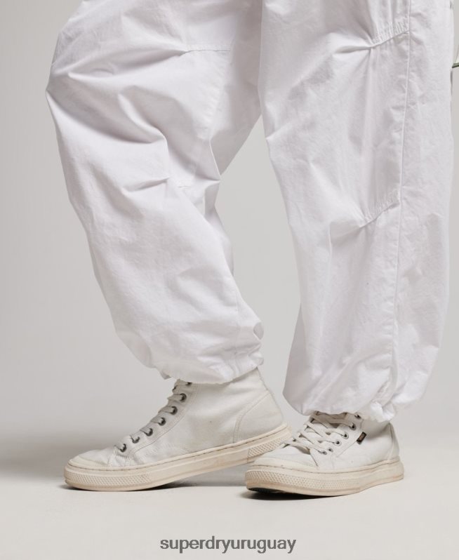 uy Superdry mujer pantalones holgados de paracaídas blanco DT2N8Z1979 ropa