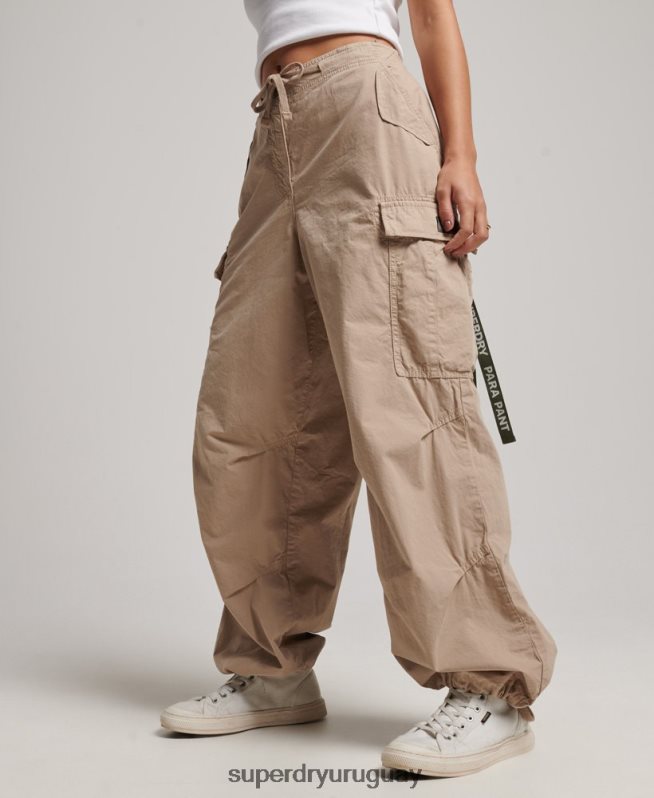 uy Superdry mujer pantalones holgados de paracaídas marrón DT2N8Z1961 ropa