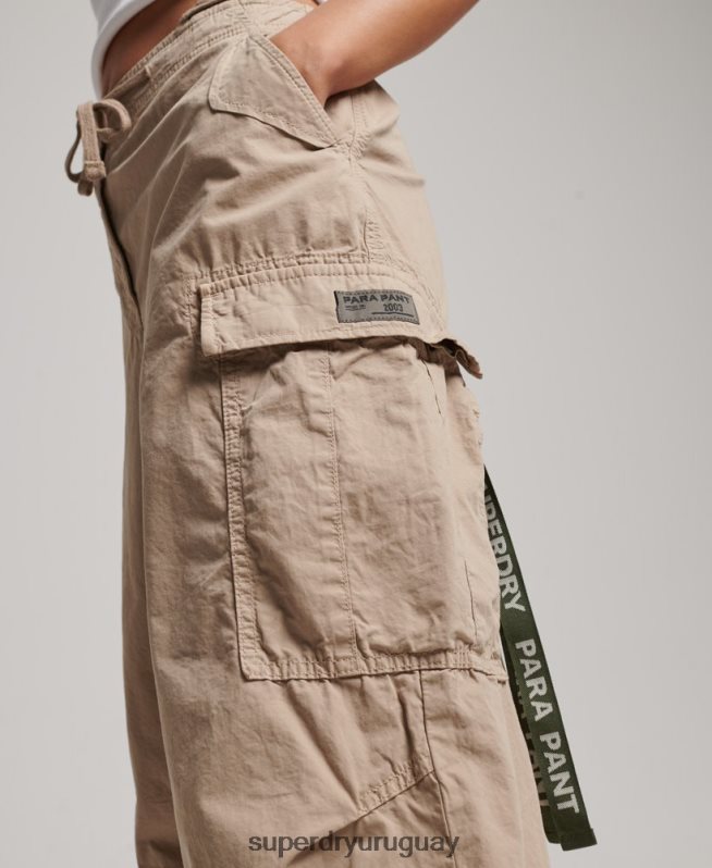 uy Superdry mujer pantalones holgados de paracaídas marrón DT2N8Z1961 ropa