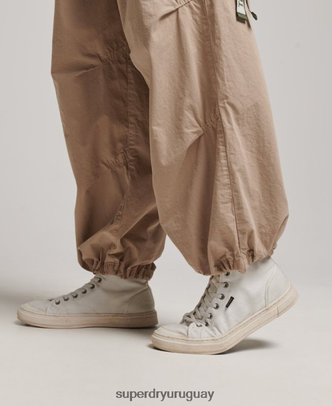 uy Superdry mujer pantalones holgados de paracaídas marrón DT2N8Z1961 ropa