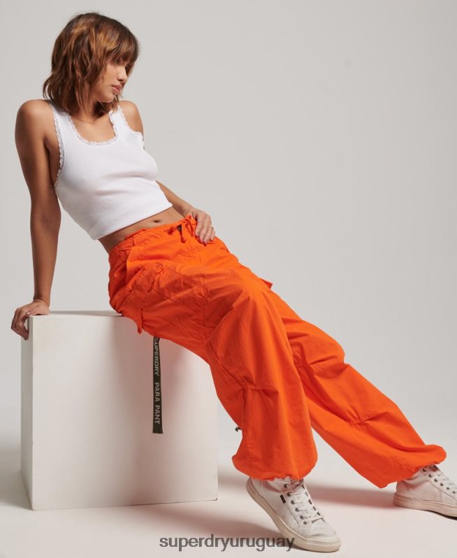 uy Superdry mujer pantalones holgados de paracaídas naranja DT2N8Z1973 ropa