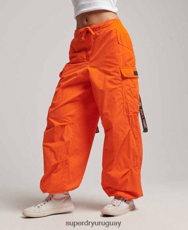uy Superdry mujer pantalones holgados de paracaídas naranja DT2N8Z1973 ropa
