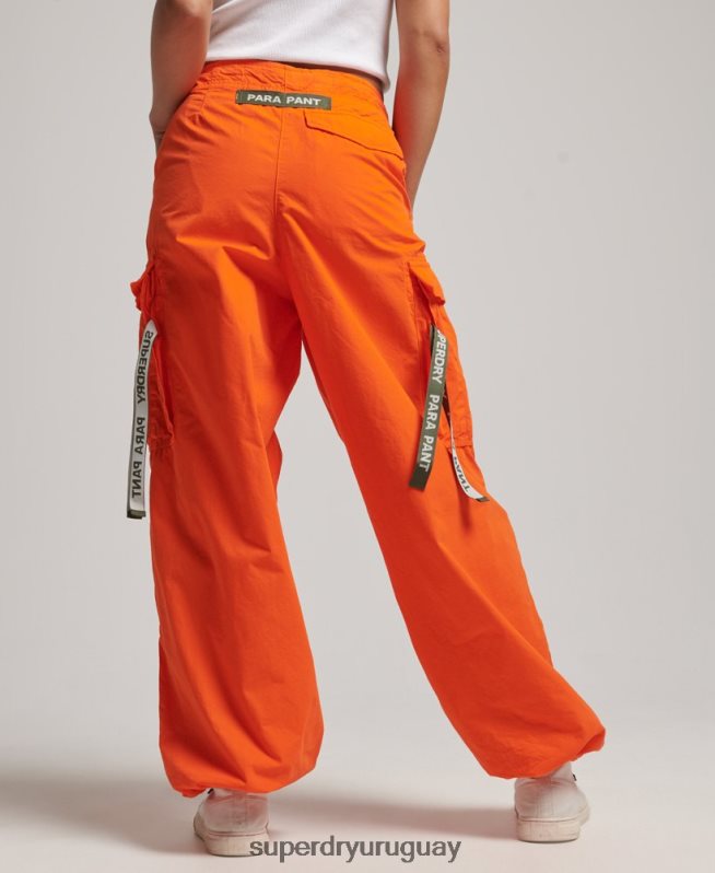 uy Superdry mujer pantalones holgados de paracaídas naranja DT2N8Z1973 ropa