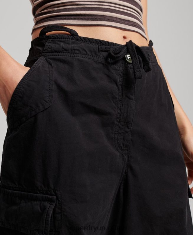 uy Superdry mujer pantalones holgados de paracaídas negro DT2N8Z2013 ropa