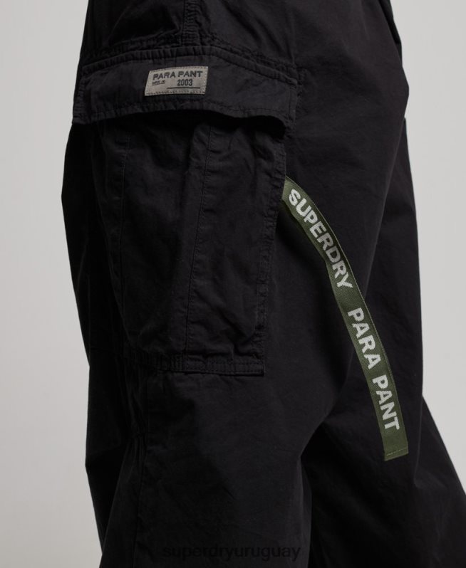 uy Superdry mujer pantalones holgados de paracaídas negro DT2N8Z2013 ropa