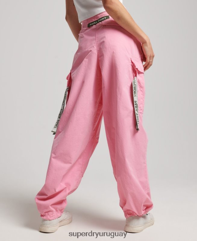 uy Superdry mujer pantalones holgados de paracaídas rosa DT2N8Z1989 ropa