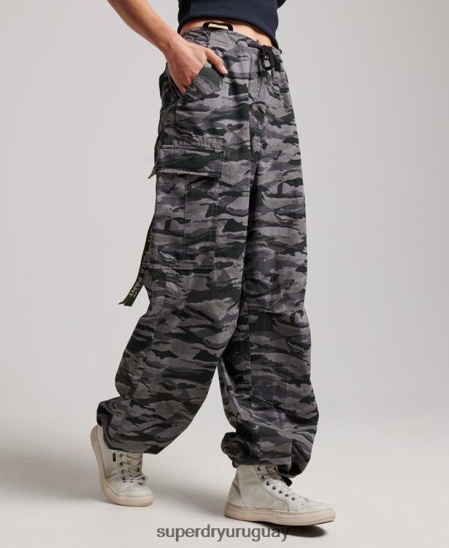 uy Superdry mujer pantalones holgados de paracaídas verde DT2N8Z2129 ropa